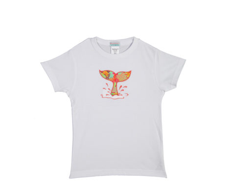 camiseta algodón con bordado de cola de ballena