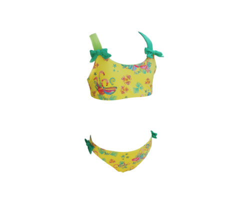 bikini niña coleccion flamencos tirantes dos tonos de verdesverdes
