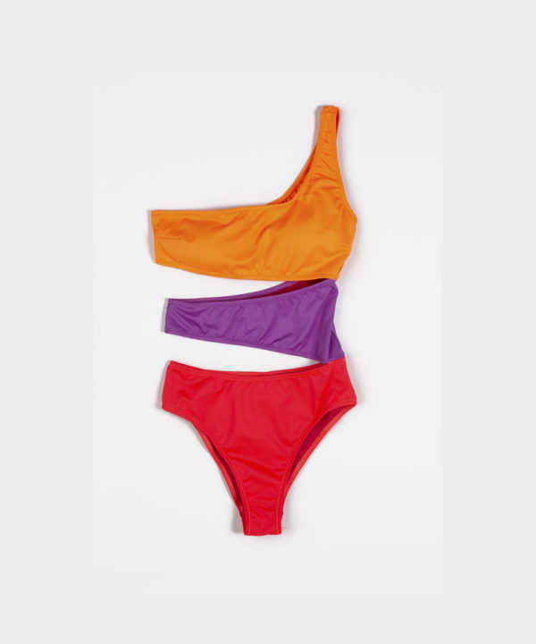 trikini teen naranja, morado coral