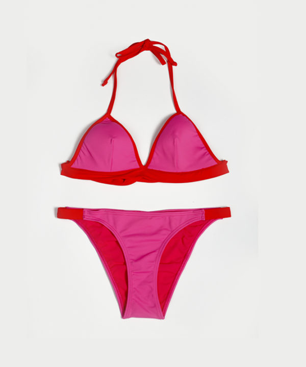 bikini teen triangulo fuxia y rojo